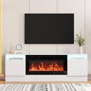 70" White TV Stand for Living Room, Modern TV Console Table for TV Up to 75",Wooden Entertainment Center with Storage Cabinet - 1 of 4
