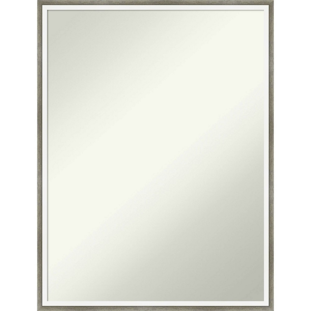 Photos - Wardrobe 19"x25" Non-Beveled Lucie Wood Bathroom Wall Mirror Silver - Amanti Art: Modern Rectangle, Wall Mount, Includes Hardware