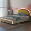 NicBex Twin/Full Upholstered Bed Frame with Smart LED,Princess Platform Bed with Rainbow Shaped and Adjustbale Headboard,No Box Spring Needed,Beige - 3 of 4