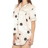 Anna-Kaci Lounge Women's Polka Dot Satin Pajama Set with Short Sleeve Button Top and Drawstring Shorts - 3 of 4