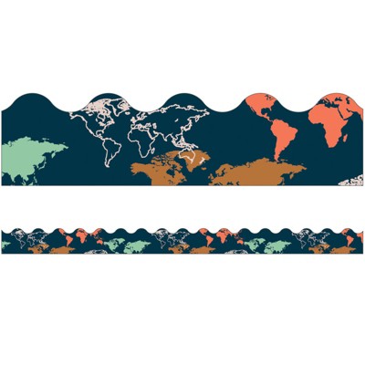 Carson Dellosa Education Let's Explore World Map Scalloped Border, 39 Feet (Pack of 6)