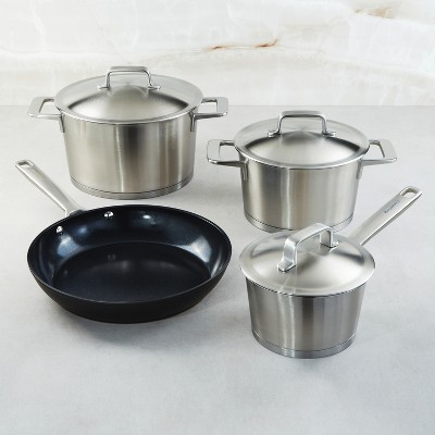 BergHOFF Meta 7Pc Recycled Cookware Set with Matching Lids, Nonstick Ceramic Frying Pan