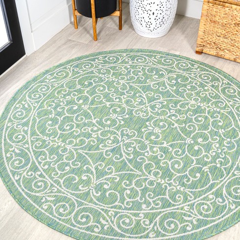 Jonathan Y Charleston Vintage Filigree Textured Weave Indoor/Outdoor Teal/Gray 3 ft. x 5 ft. Area Rug