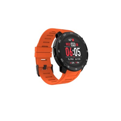 iTouch Explorer Smartwatch: Black Case and Orange Silicone Strap