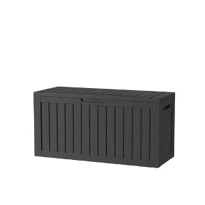 MAYEERTY 80 Gallon Large Capacity Outdoor Deck Box for Patio Furniture Cushions, Pillow with Wheels, Black - 1 of 4