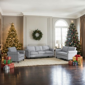 Mjkone 3 Piece Linen Living Room Sofa Set,Modern 3-Seater Sofa Couch&Loveseat Sofa&Single Sofa Armchair Set - 1 of 4