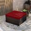 UPHA 2-Piece Rattan Ottoman Set with Red Cushions, Brown Wicker Frame - 3 of 4