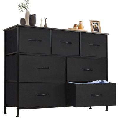 INFURNIC Utility Storage Cabinets 7 Drawer Multi-Functional Tall Dresser Ideal for Organization in Kids Rooms and Beyond, Black, 39.3"*11.8"*30.3"