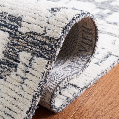 Charcoal and Ivory Hand-Tufted Wool Runner Rug