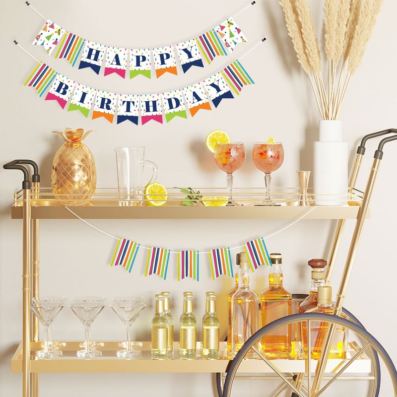 Big Dot of Happiness Cheerful Happy Birthday - Colorful Birthday Party Mini Pennant Banner - Happy Birthday, 2 of 8