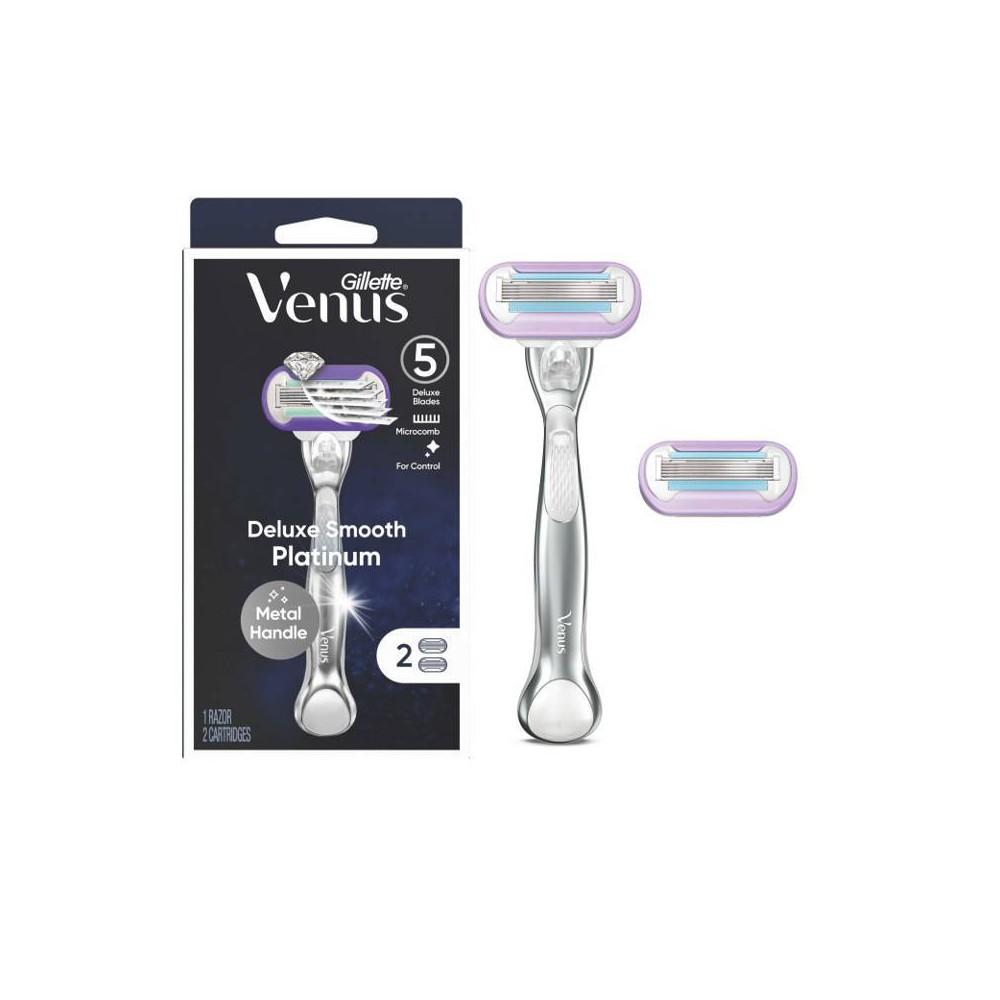 UPC 047400660618 product image for Venus Deluxe Smooth Platinum Women's Metal Handle Razor + 2 Razor Blade Refills | upcitemdb.com