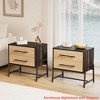 Nightstand w/ Drawers Light Wood Bedside Table, Wide Side Table w/ Metal Legs, Modern Night Stand Bed Side Tables for Bedroom Living Room - 3 of 4