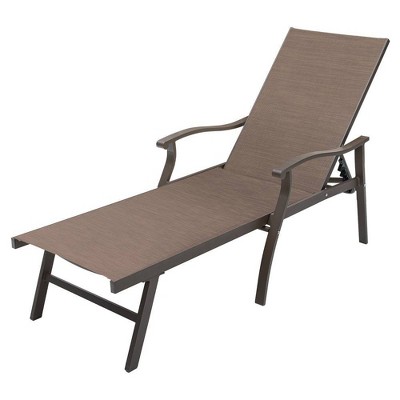 Outdoor Aluminum Adjustable Chaise Lounge Chair with Arms - Brown - Crestlive Products
