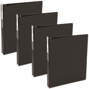 Avery Economy 3 Ring Binder, Label Holder, 1 Inch Round Rings, 4 Black Binders (04301) - 1 of 4