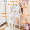 JOYMOR Luminous Unicorn Kids Vanity, 2-in-1 Toddler Vanity, w/Tri-Fold Mirror, 1 Drawer, Kids Vanity Table and Chair Set for Girls, Perfect Birthday - 2 of 4