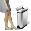 simplehuman 18 Liter / 4.8 Gallon Butterfly Lid Kitchen Step Trash Can, Brushed Stainless Steel - image 3 of 4