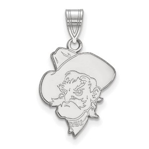 Black Bow Jewelry 14k White Gold Oklahoma State Cowboys NCAA Large Pendant - 1 of 3