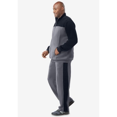 KingSize Colorblock Velour Tracksuit - 7XL, Steel Black — фото 3