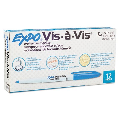 16 Count EXPO Vis-à-Vis Wet Erase Markers, Fine Point, Assorted Colors New  