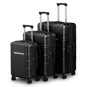 Karl Home Luggage 20  inch Suitcase PC ABS with TSA Lock Expandable Spinner Carry on Hardshell Lightweight Black - 1 of 4