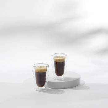 JoyJolt Cadus Glass Coffee Cups Double Wall - Set of 2 Insulated Mugs Tea  Glasses - 16-Ounces