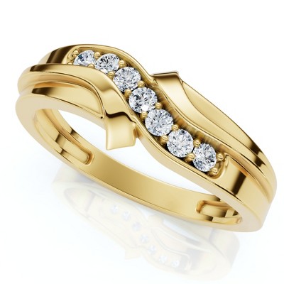 Pompeii3 Men's Diamond Curve Polished Wedding Ring Lab Created 10k Gold