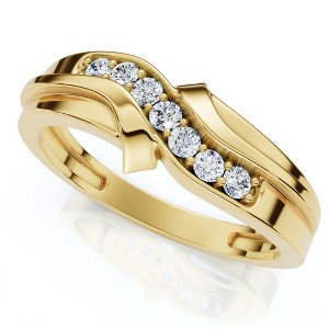 Pompeii3 Men's Diamond Curve Polished Wedding Ring Lab Created 10k Gold - 1 of 2