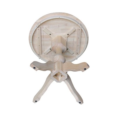 Elegant 30" Round Unfinished Rubberwood Pedestal Dining Table