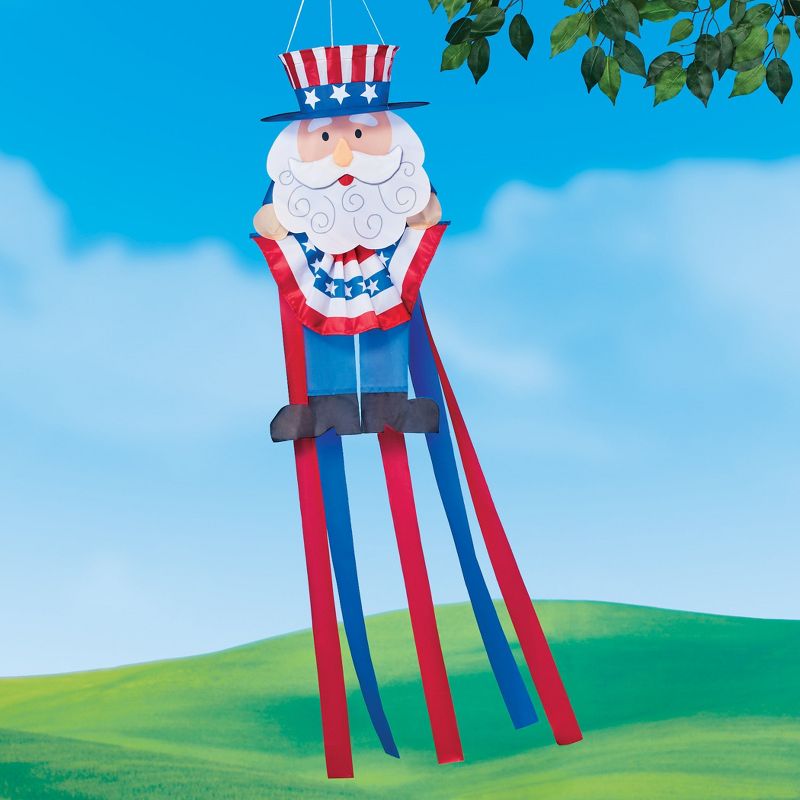 Collections Etc Hanging Outdoor Patriotic Uncle Sam Streamer Windsock 12 X 10.25 X 52, 2 of 3