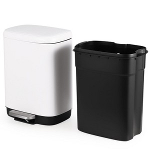 Bathroom Trash Bin with Lid, 3.2 Gallon Stainless Steel Kitchen Trash Can, Soft-Close Pedal - 1 of 4