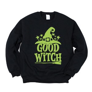 Simply Sage Market Women's Graphic Sweatshirt Good Witch Broom - 1 of 4