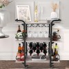 ZACHVO Bar Cart with 3 Shelves, 8 Bottle Racks & 4 Glass Holders, Light Grey & Black Metal, Lockable Wheels, for Home & Outdoor - 3 of 4