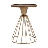 NicBex Outdoor Side Table, Solid Pine Wood with Hollow Edge Design, Antique Gold Frame + Natural Wood Top - 2 of 4