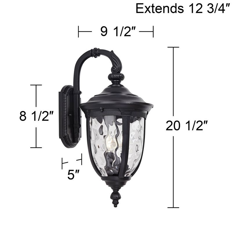 John Timberland Bellagio Vintage Rustic Outdoor Wall Light Fixture Textured Black Downbridge 20 1/2" Clear Hammered Glass for Post Exterior Barn Deck, 4 of 8