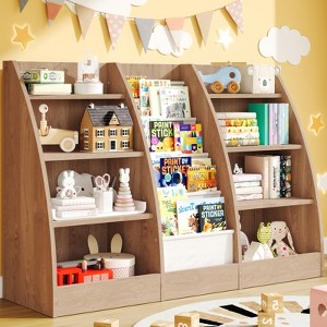 4 Tier Kids Bookshelf, Kids Book Shelf for Kids Rooms, Wood Children Bookcase,Baby Storage Book Rack,Toddler Bookshelf - 1 of 4