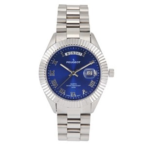 Peugeot Men's 40mm Blue Face Fluted Bezel Steel Bracelet Watch - 1 of 4