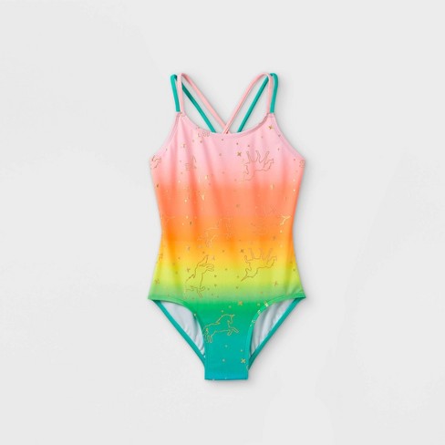 Girls' Rainbow Striped One Piece Swimsuit - Cat & Jack™ : Target