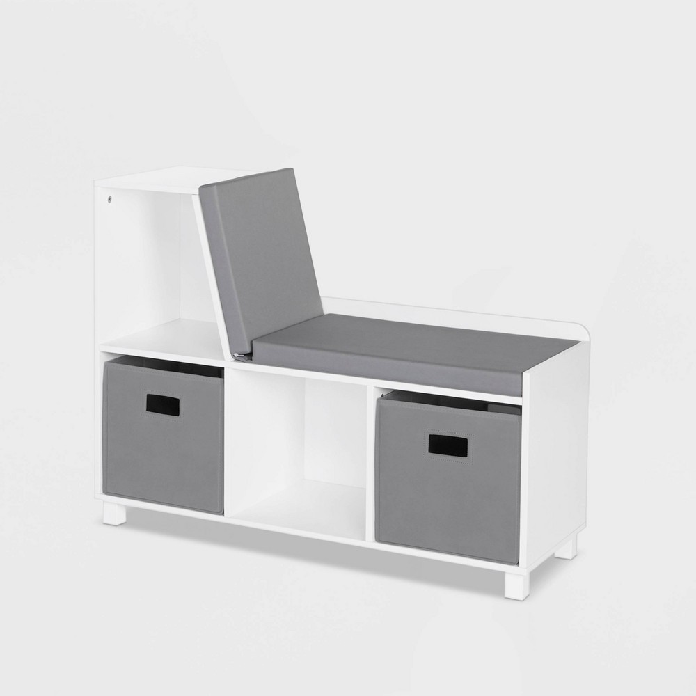 Photos - Chair Kids' Book Nook Collection Cubby Storage Bench with 2 Bins Gray - RiverRid