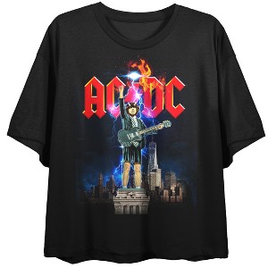 ACDC NYC Art Crew Neck Short Sleeve Women's Black Crop Top - 1 of 3