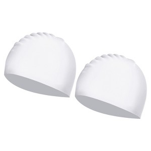 Unique Bargains Silicone Waterproof Non-Slip Adult Swimming Caps 2 Pcs - 1 of 4