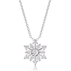 ShineHigh Contemporary CZ Snowflake Pendant Necklace in Goldtone or Silvertone Finish with 16" + 2" Chain - 1 of 1