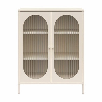 Luna Short 2 Door Accent Cabinet With Fluted Glass Parchment - Mr. Kate ...