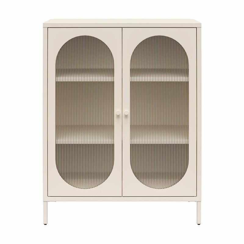 Luna Short 2 Door Accent Cabinet with Fluted Glass - Mr. Kate, 1 of 10