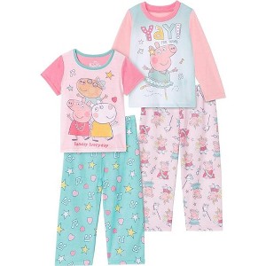 Peppa Pig Girls 4-Piece Sleepwear Sets Sleep Shirts and Bottoms for Kids - 1 of 1