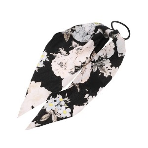 Unique Bargains Peony Triangle Ribbon Hair Elastic Band Black 1 Pc - 1 of 4