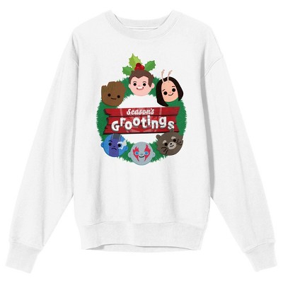 Guardians Of The Galaxy Holiday Special Seasons Grootings Crew Neck Long Sleeve White Adult Tee-XL