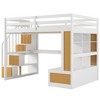 PAGED Twin Size Loft Bed Wooden Bed Frame with 2 Drawers, 2 Shelves, Wardrobes and Storage Stairs for Bedroom - 4 of 4