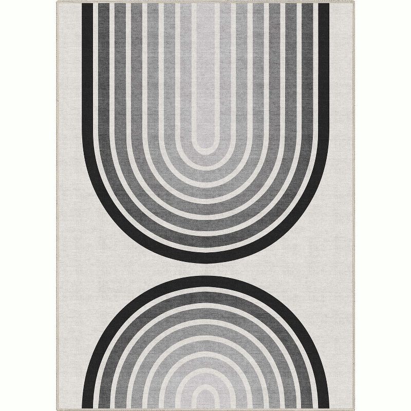 Well Woven Geometric Modern Flat-Weave Area Rug - Dark Curves - For Living Room, Dining Room and Bedroom, 1 of 8