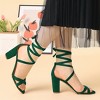 Allegra K Women's Open Toe Lace Up Strap High Block Heel Ankle Sandals - 2 of 4