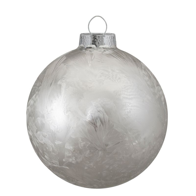 Northlight 4ct Silver and Clear Glass 2-Finish Christmas Ball Ornaments 3.25-Inch (80mm), 3 of 5